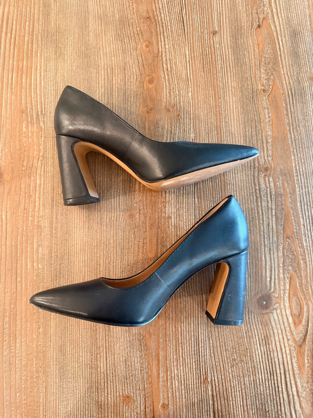 Vince Camuto Black Pointed Toe Block Heel Pumps